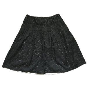 ANN TAYLOR Full Eyelet A-Line Cotton Skirt Side Zipper Size Small - Black/White